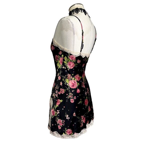 Vintage Y2k Victoria's Secret Satin Lace Floral Gothic Coquette Slip Dress - Picture 5 of 14